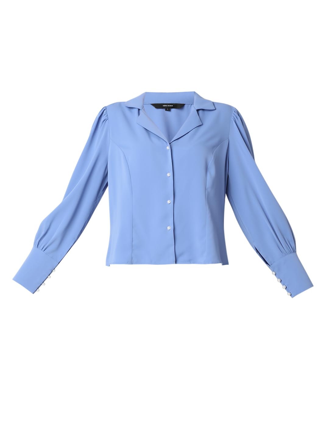 VERO MODA Women Solid Blue Polyester Regular Fit Shirt