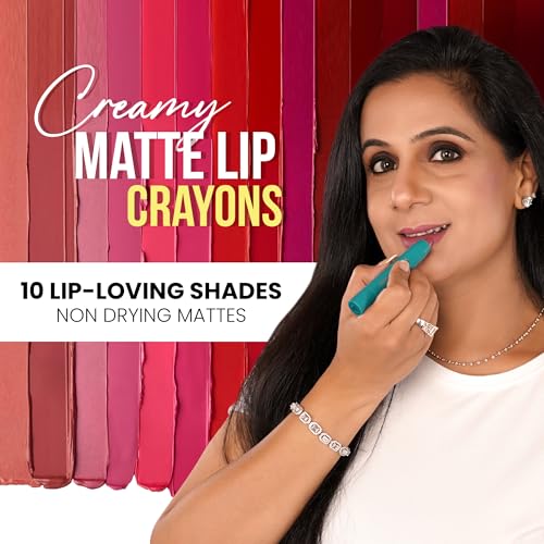 Parul Garg Beauty Creamy Matte Lip Crayon | Soft Matte & Hydrating Formula with Almond Oil & Vitamin E | Rich Pigment & Comfortable Wear | 100% Vegan (Influencer)