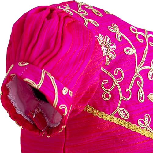 Stanwells Kids Orange & Pink Combo Flared Dress Puff Sleeves Readymade Hand Sequins Embroidery Ethnic Traditional Full Length South Indian Baby Girls Lehenga Choli (6–12 Months)
