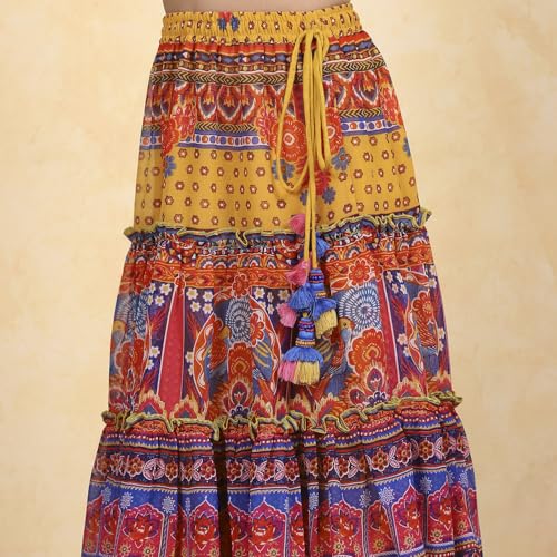 Biba Girl's Polyester Lehenga Set (KWPRSMKT6453AW25MLTI_Multicolor_8 9 Years)