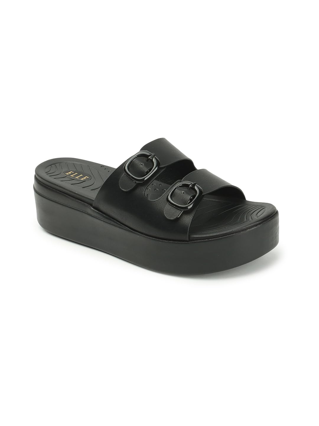 ELLE Women Platform Heel Sandal, Black, UK-8