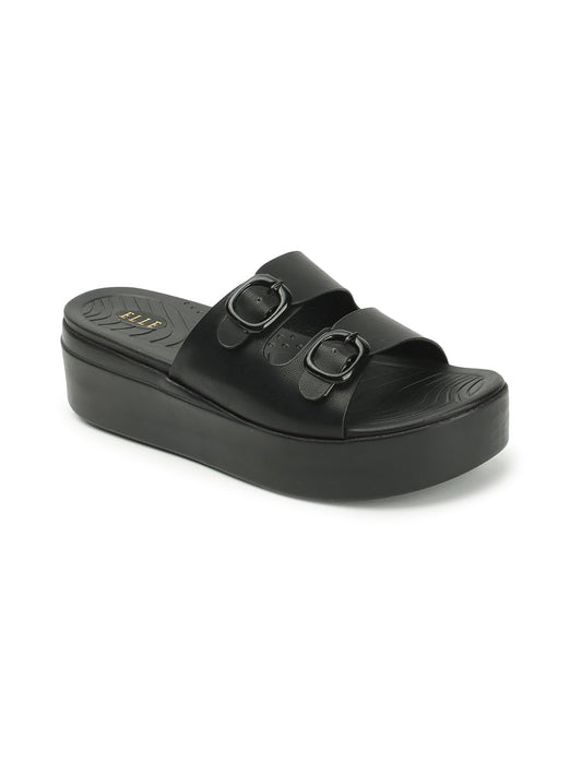ELLE Women Platform Heel Sandal, Black, UK-8