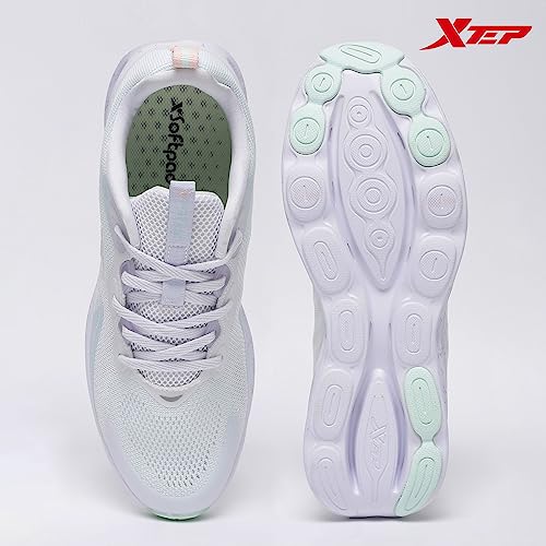 XTEP Off White & Green Reactive Coil Running Shoes for Women Euro 39 - SaumyasStore