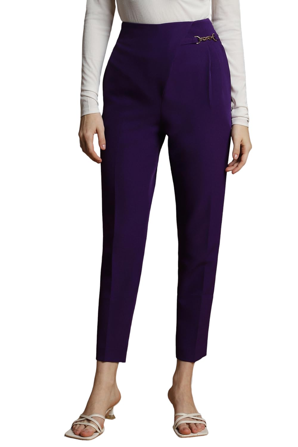 Allen Solly Women's Slim Casual Pants (AHTPWSLFI51164_Purple