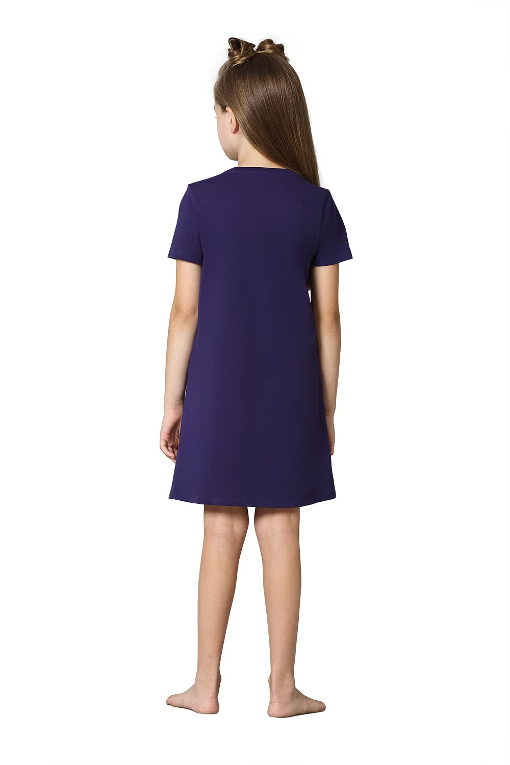 Van Heusen Girls T-Shirt Dress - Cotton Spandex - Short Sleeve, Round Neck, Short Sleeve_56403_Astral Aura_9-10 Years