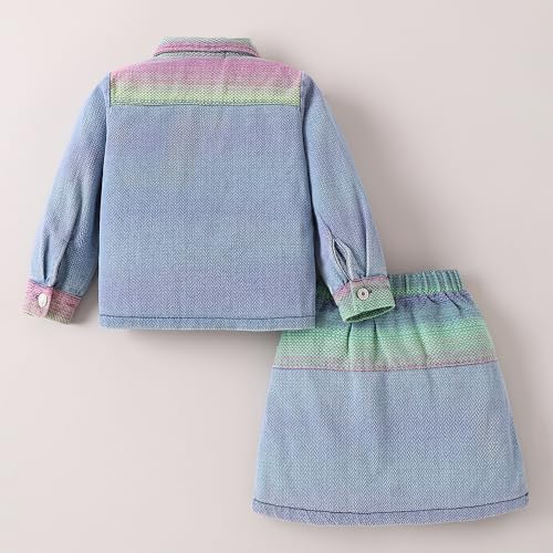 Hopscotch Girls Full Sleeves Blue 2-Pc Denim Jacket & Skirt For Age (2-3 Years)
