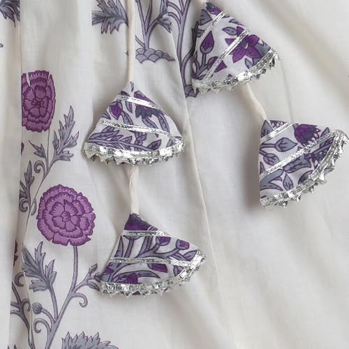 Hopscotch Girls Short Sleeves Purple 3-Pc Floral Lehenga Set For Age (2-3 Years)