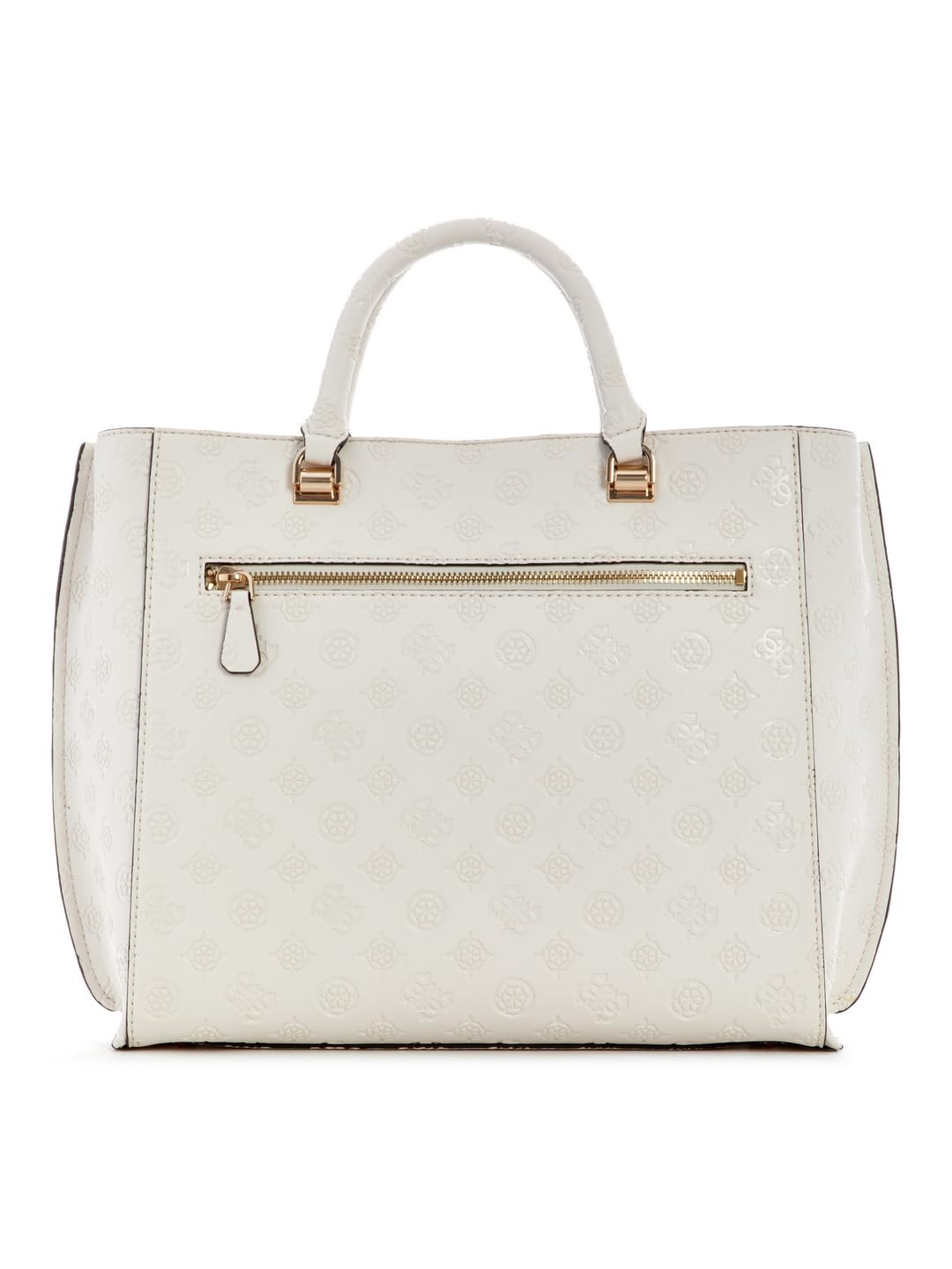 GUESS Off White Logo Textured Zarela Girlfriend Tote Bag