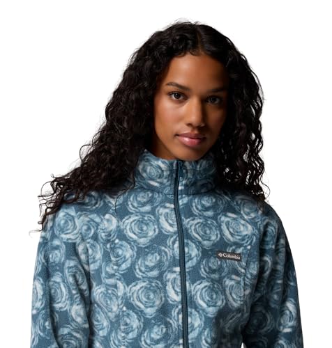 Columbia womens Benton Springs Printed Full Zip, Everblue Rose City, 2X