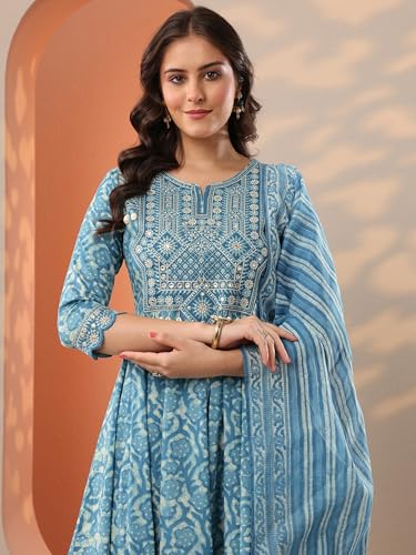Libas Women's Cotton Kurta Set (99808_Blue