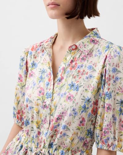 GAP Women's Cotton Classic Below The Knee Casual Dress (442528448_Multi Multicolour