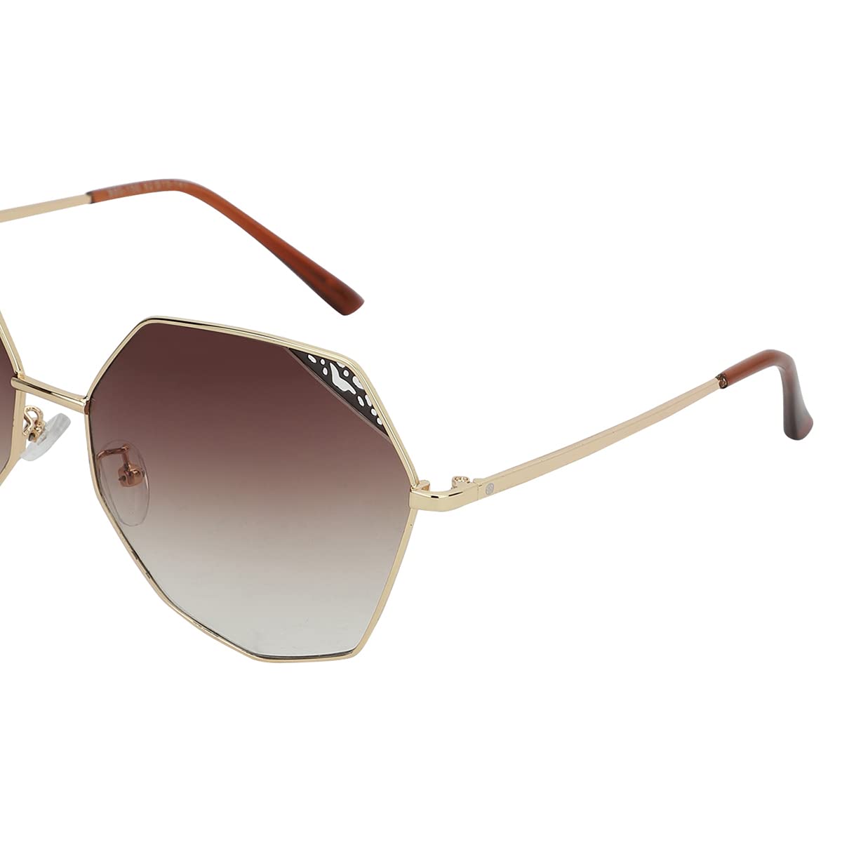 Carlton London Adults-Women Brown One Size Casual Winter Wear Metal Frame UV Protected Lens Square Sunglasses (Medium)