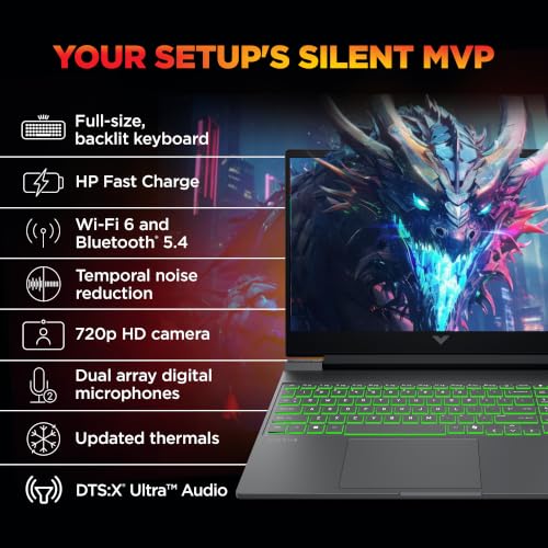 HP Victus 15, Intel Core i7-14650HX, 6GB RTX 4050, 16GB DDR5(Upgradeable) 512GB SSD, FHD, IPS, 144Hz, 300 nits, 15.6''/39.6cm, Win11, Office24, Mica Silver, 2.3kg, fa2619TX, Xbox* RGB Gaming Laptop