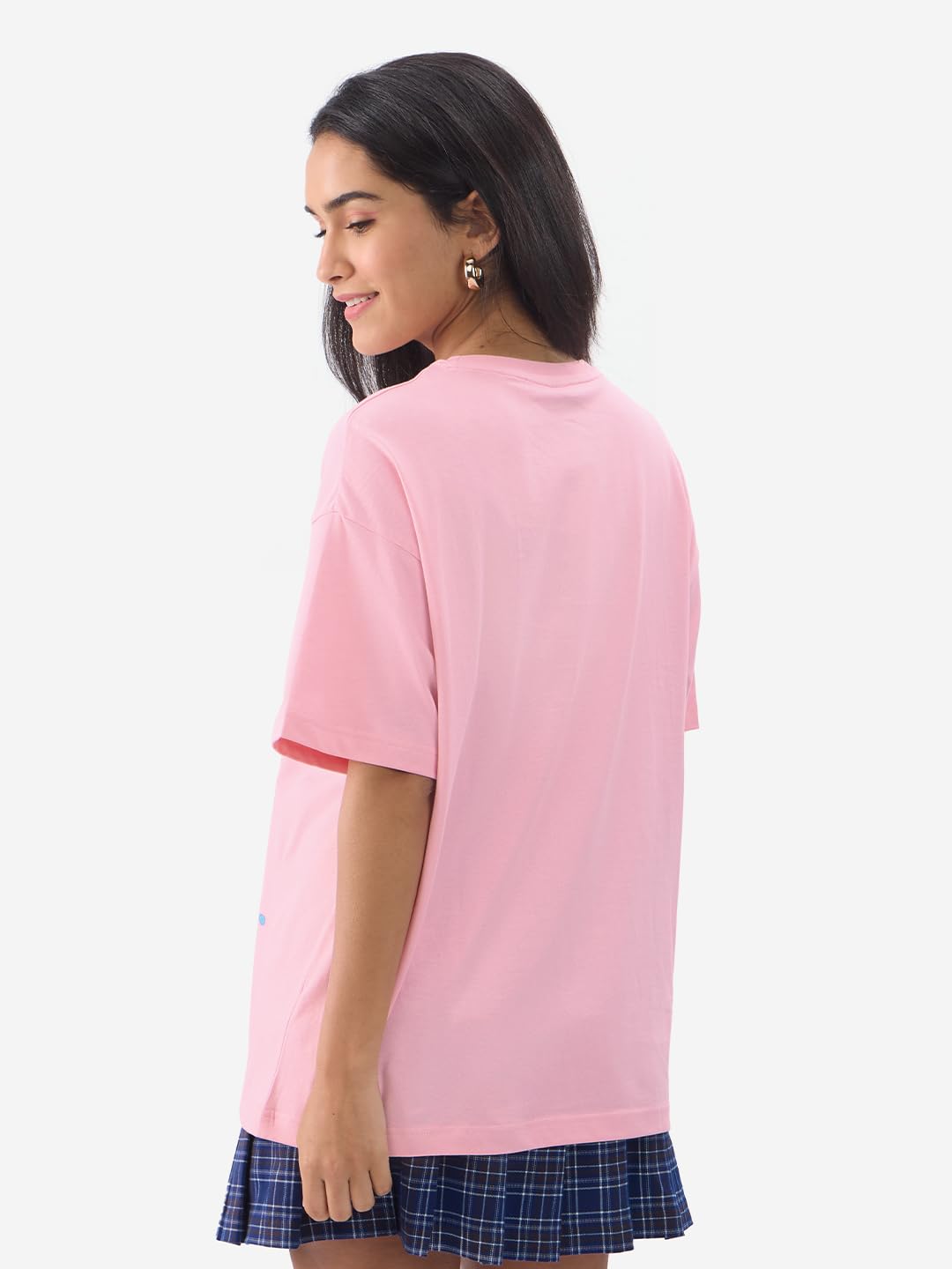 The Souled Store Inside Out: One of A Kind Women and Girls Short Sleeves Round Neck Pink Graphic Printed Cotton Oversized T-Shirts