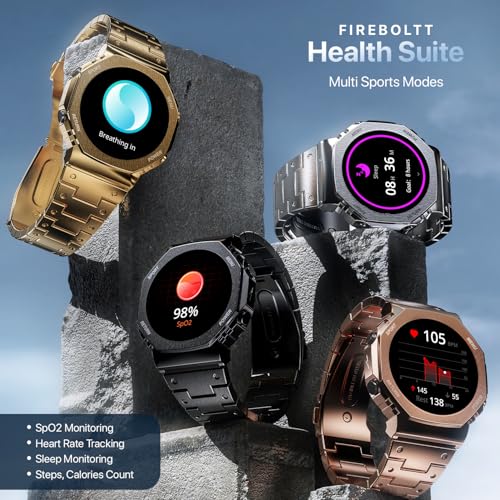 Boltt Obsidian 33.5mm (1.32 inch) AMOLED Display, Stainless Steel Design, 466 * 466 px Resolution, Bluetooth Calling, Multiple Sports Modes, Health Mode, IP67, Weather Updates