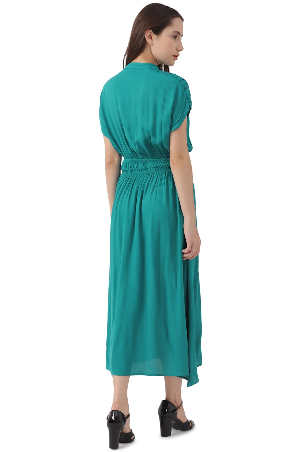 Van Heusen Women's Viscose A-Line Calf Length Dress (VWDRURGPX44178_Green