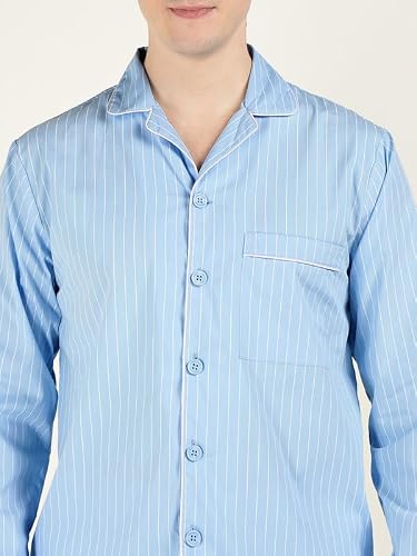Hancock Men Cotton Striped Night Suit Multicolor Size L