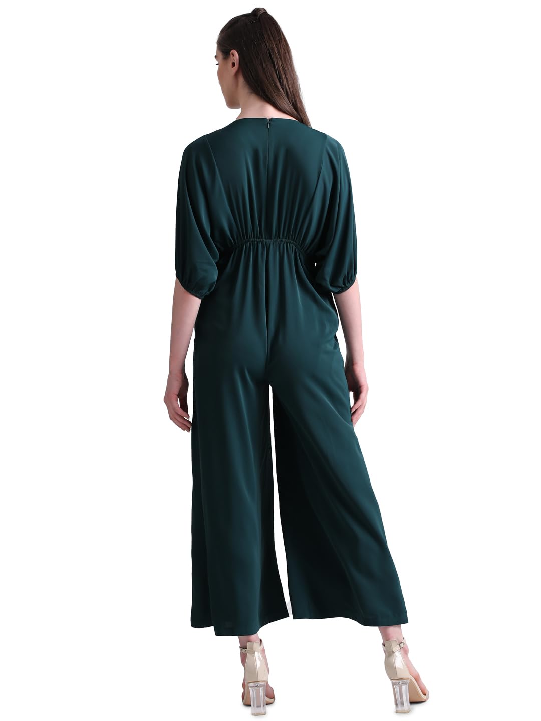 Only Women's Polyester Loose Fit Green Jumpsuit_X-Small