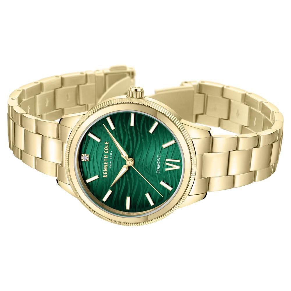 Kenneth Cole Quartz Analog Green dial Metal Strap Watch for Women-KCWLG0017703LD