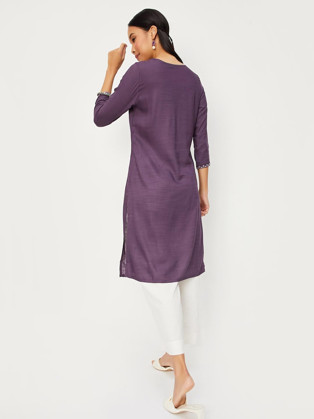 Max Women's Rayon Straight Shirt (WWSU31006PURPLE_Purple