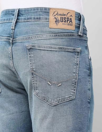 U.S. Polo Assn. Denim Co. Men's Brandon Slim Tapered Fit Blue Jeans (UDJEN1822_Med Blue_36)