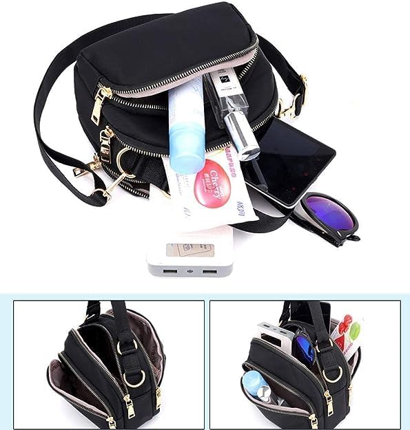 Handcuffs Women Sling Bags Stylish Korean Handbags Casual Crossbody Bag Lightweight Side Bag (Black)