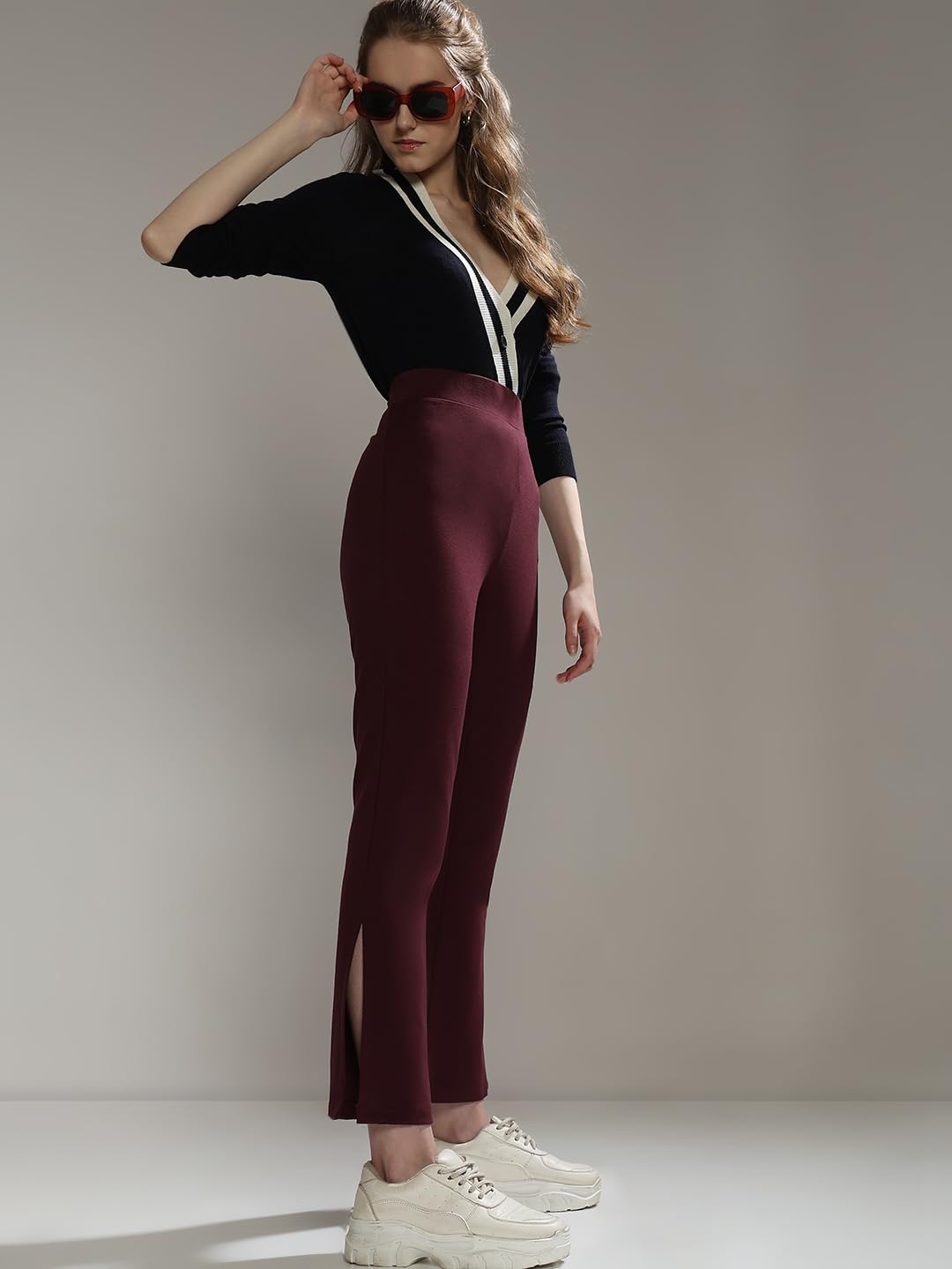 VERO MODA Women's Bootcut Pants (10309811- Winetasting