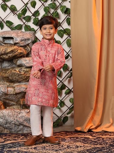 Pro-Ethic Style Developer Boys Heavy Cotton Printed Kurta and Pajama Set For Kid's Ethnic Wear (S-280), 4-5 years, Gajri