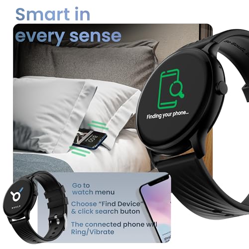 Boult Newly Launched Dire Smartwatch 1.38'' 2.5D Curved HD Display, BT Calling, 500 Nits Brightness, IP67, 250+ Watchfaces, 120+ Sports Modes, AI Voice Assistant, SpO2 Monitoring (Pure Black)