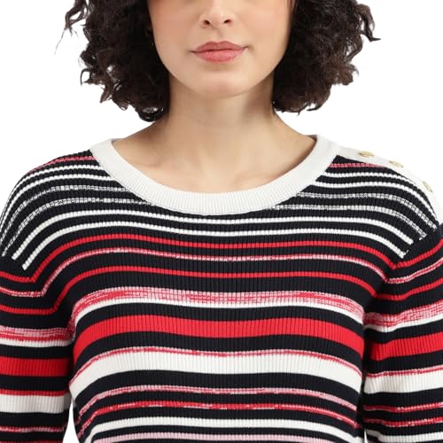 United Colors of Benetton Round Neck Striped Sweater -25A1099W3R68I902 (Size : M) Multicolour