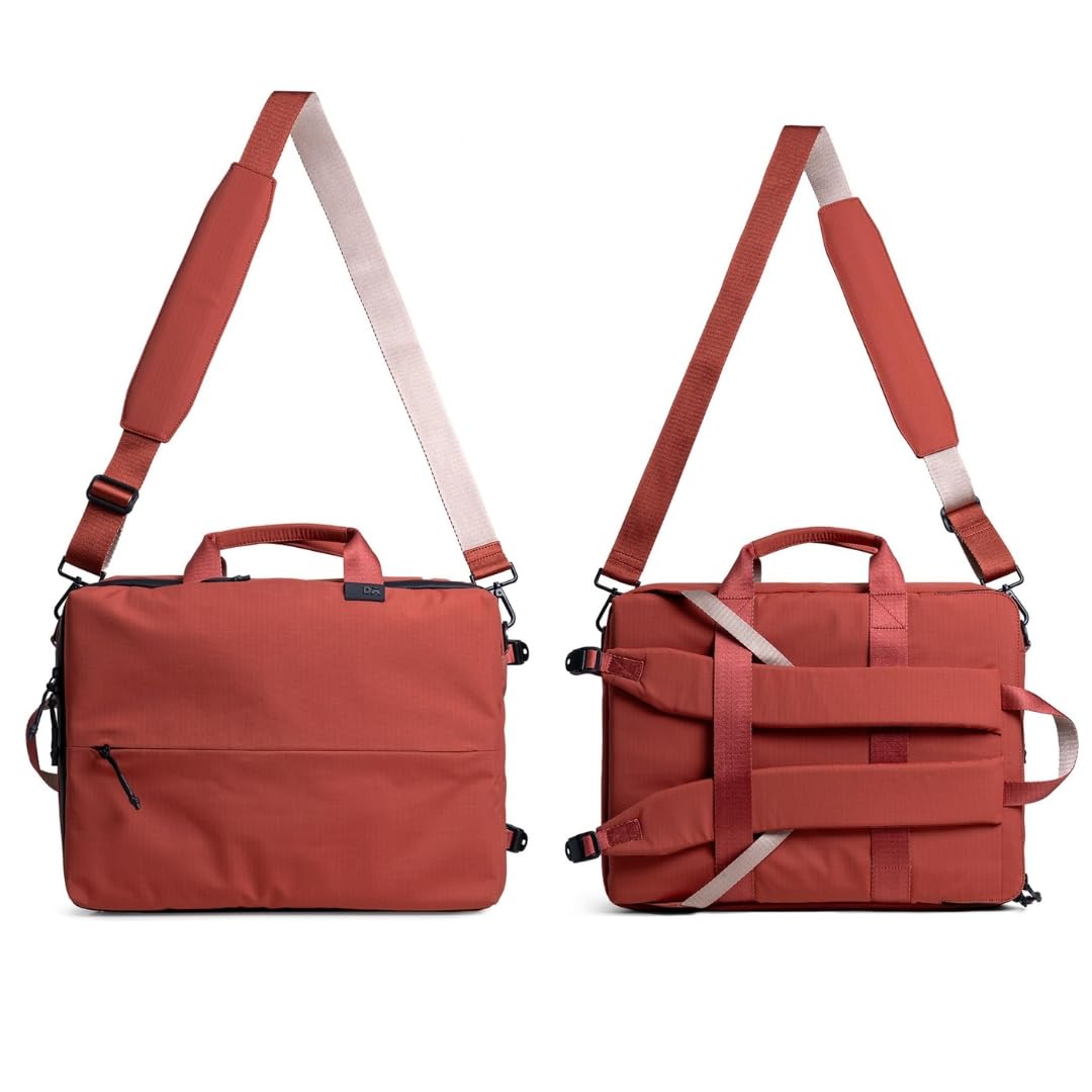 DailyObjects Pivot Briefpack Bag for Men and Women|Fits 13/14/15.6 inch Laptop/Macbook Pro/Air|Lightweight|Stylish Messenger Backpack|Office/Daily Use/Travel|Multi Pocket|Adjustable Strap (Red)