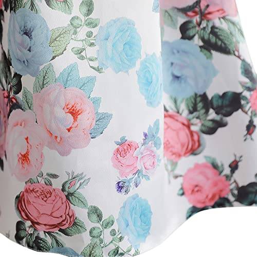 Hopscotch Girls Polyester And Viscose Knee-Length Fit And Flare Floral Print Party Dress In Pink Color For Ages 7-8 Years (ZHG-4252300)