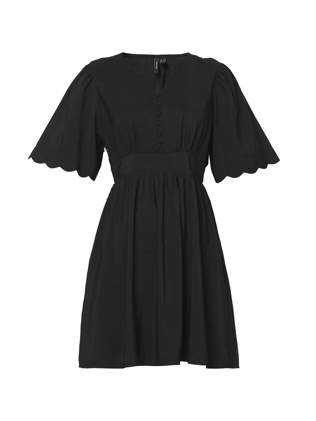 Vero Moda Women's Viscose Fit and Flare Above The Knee Dress (10305676- Black