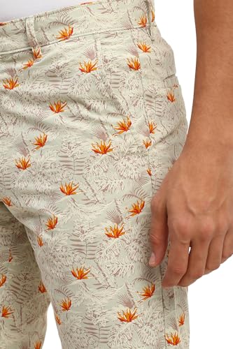 Men Green Print Slim Shorts