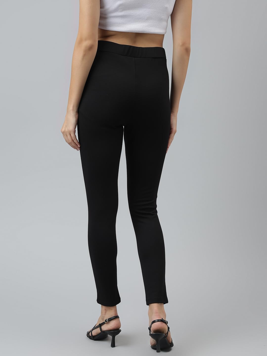 Latin Quarters Women Black Solid High Rise Casual Ankle Length Jegging_XL