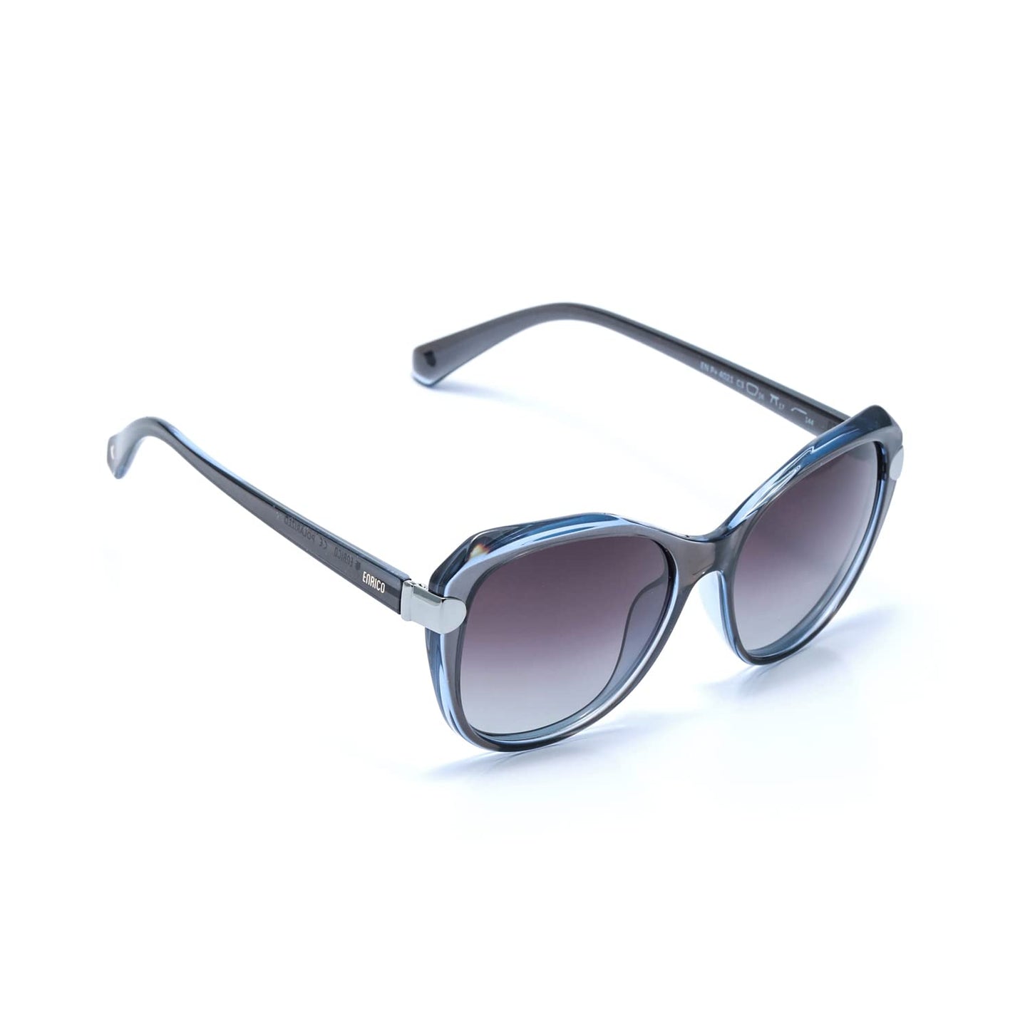 ENRICO Sunglass with Grey Rectangle Frames | Black - Color Polycarbonate Material | Adults-Women Polarized Sunglasses with Cover Case, Large