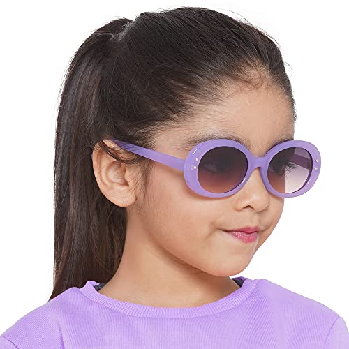 Carlton London Girl's Black Lens & Purple Oval Sunglasses
