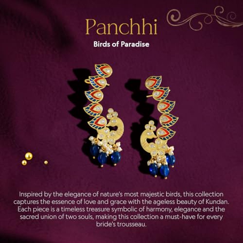 VOYLLA Panchhi Pakhee Statement Pendant Set|Women Necklace Sets|Short Necklace Sets For Women|Kundan Necklace Sets For Women|Wedding|Festive|Party|Birds|American Diamond|Gift For Her|