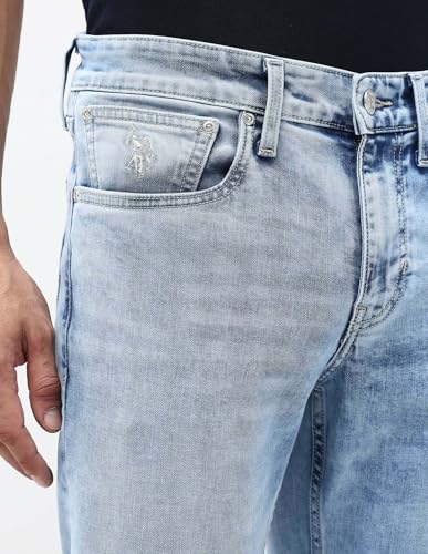 U.S. Polo Assn. Denim Co. Men's Brandon Slim Tapered Fit Blue Jeans (UDJEN1818_Blue_38)