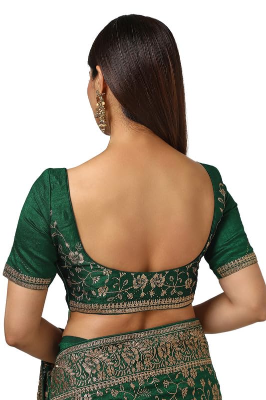 Soch Womens Green Tussar Embroidered Saree With Tassels