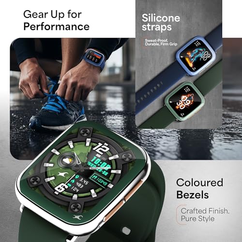 Fastrack Navstar 1.85" AMOLED Square Display Smart Watch with GPS, Offline Voice Command, AI Enabled, 100+ Sports Mode, BT Calling, IP68 Water Resistant Upto 5 Days Battery Life -Midnigt Blue