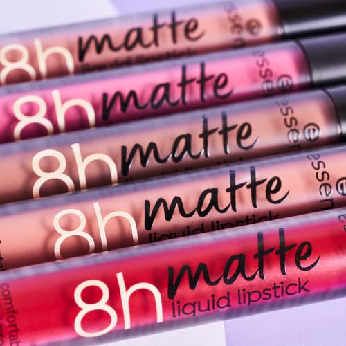 essence 8h Matte Liquid Lipstick, No. 05, Pink, Long-Lasting, Quick-Drying, Vegan, Waterproof, Oil-Free, Alcohol-Free, Pack of 1 (2.5 ml)
