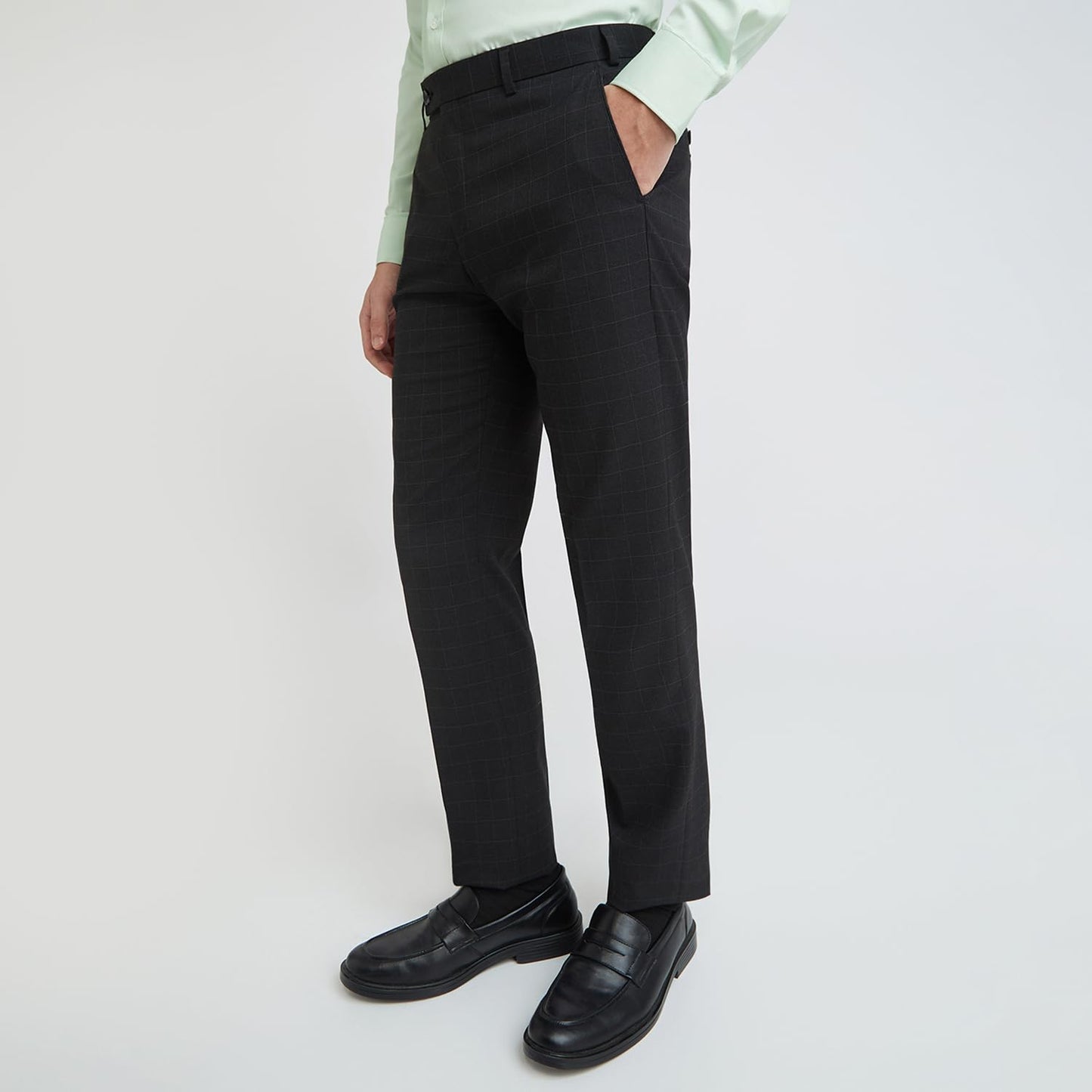 Park Avenue Men's Smart Fit Casual Pants (PMTX07523-G8_Dark Grey