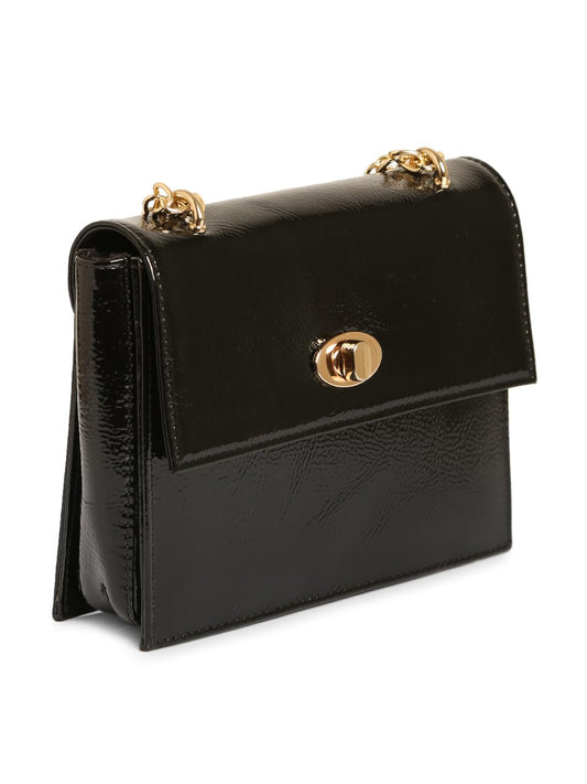 RASHKI LUCEAT - Womens Vegan Leather Slingbag | Spacious Compartment | Metalic chain (BLACK)