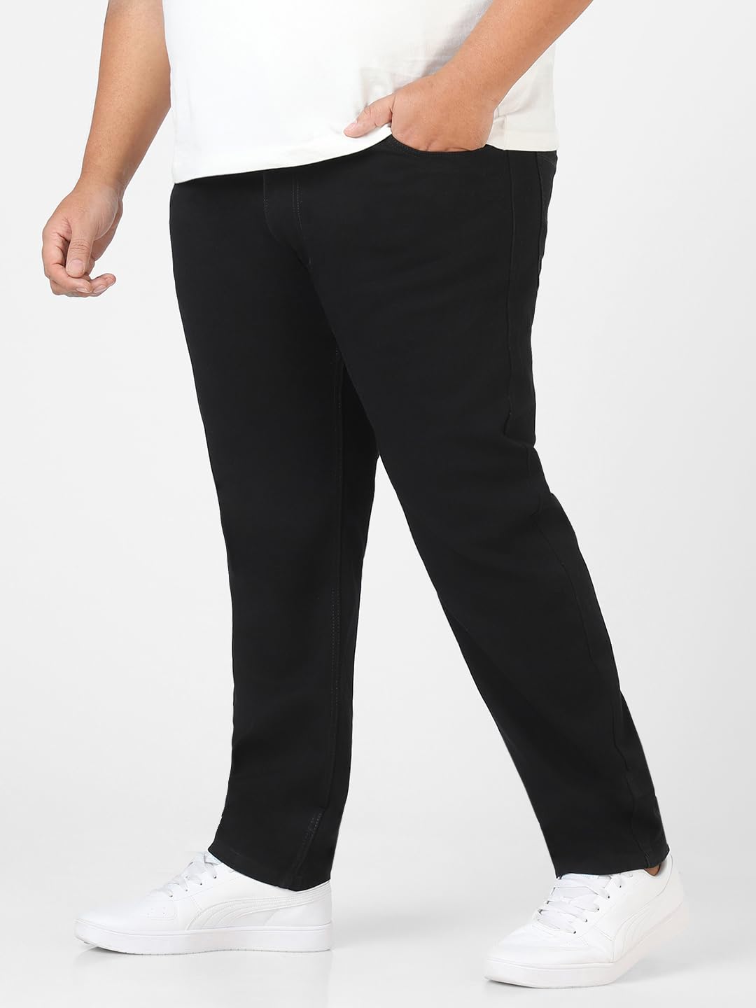 Urbano Plus Men's Black Regular Fit Washed Jeans Stretchable (plusmpsp-black-44-01)