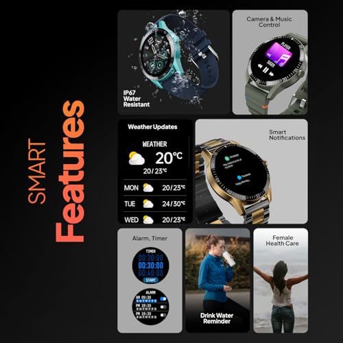 Fire-Boltt Talk Bluetooth Calling Smartwatch, 1.39" TFT Display with Dual Button, Hands On Voice Assistance, 120 Sports Modes, in Built Mic & Speaker (Talk, Black Dual)