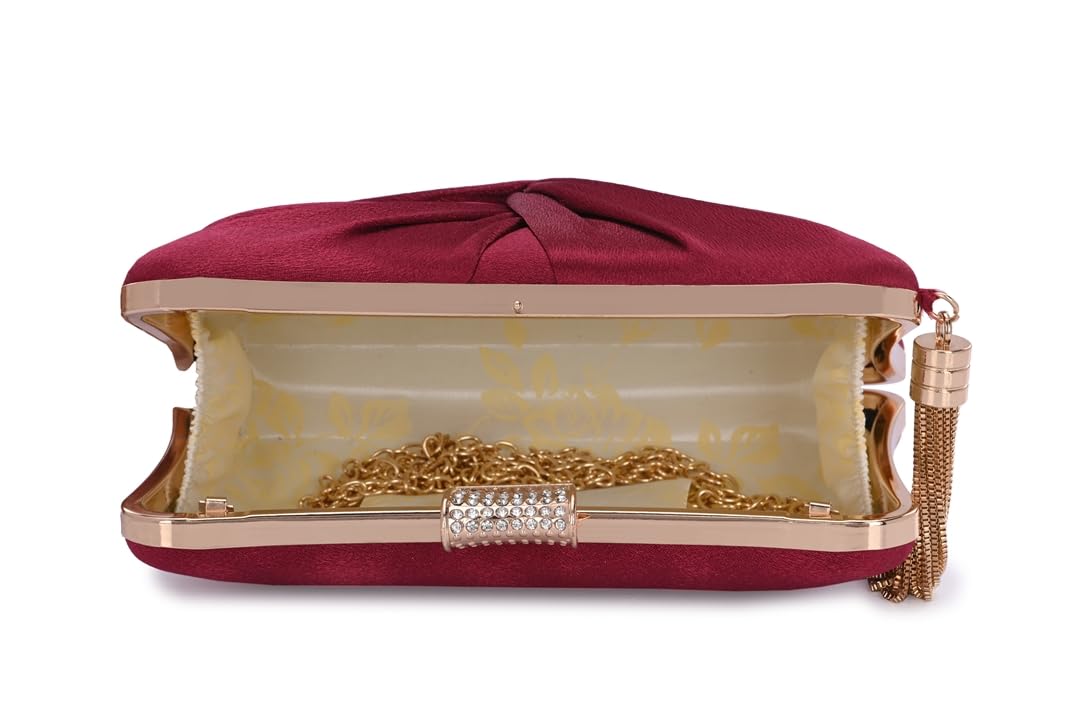 TOOBA Womens Red Handcrafted Beautiful Bling Box Clutch Bag For Ladies