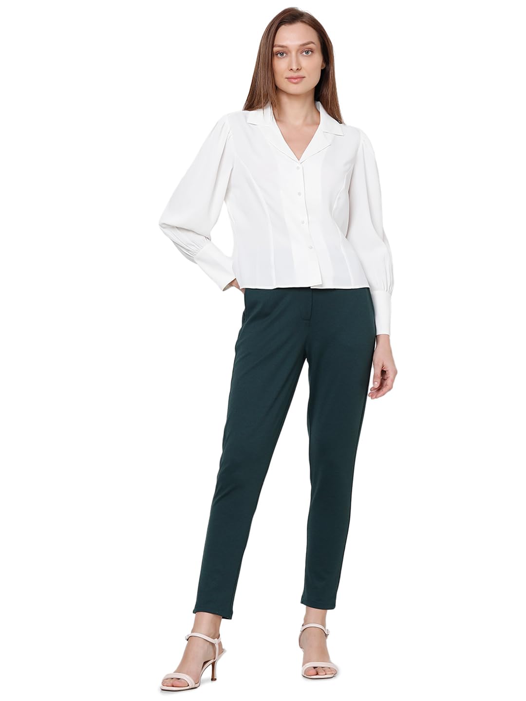 VERO MODA Women Solid White Polyester Regular Fit Shirt