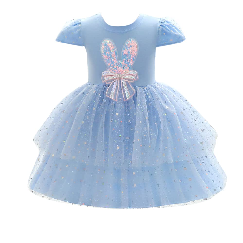 Hopscotch Girls Light Sequin Embellished Party Dress. In Blue Color for Ages 5-6 Years