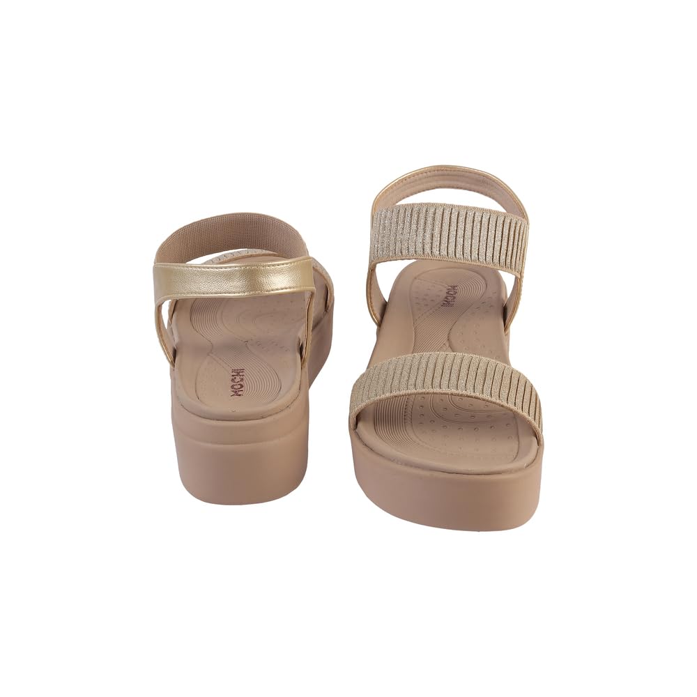 Mochi Women Gold Wedge Heel Comfort Sandal UK/6 EU/39 (34-924)